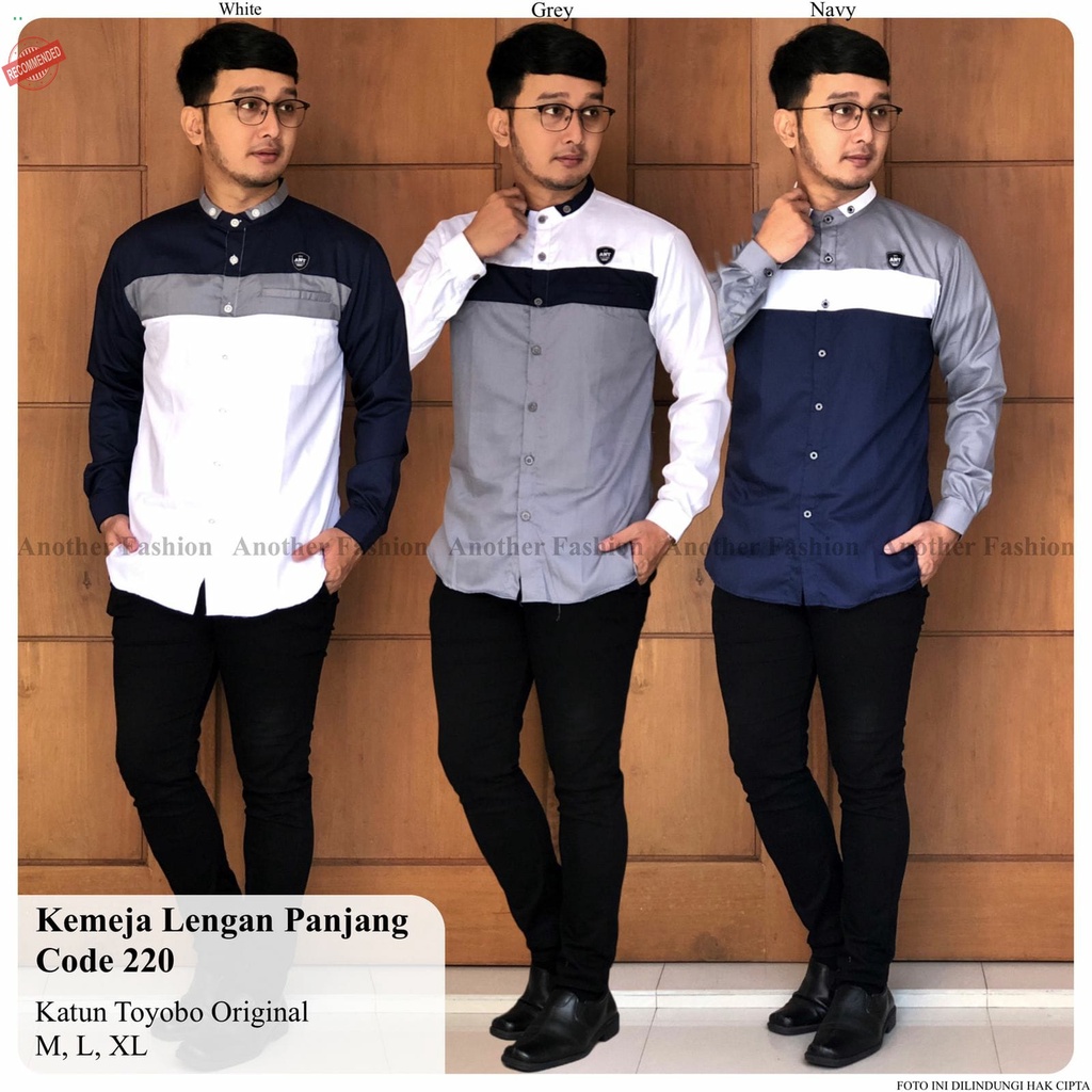 Hem Pria Kemeja Pria Dewasa Lengan Panjang Katun Toyobo Polos Variasi Model Terbaru