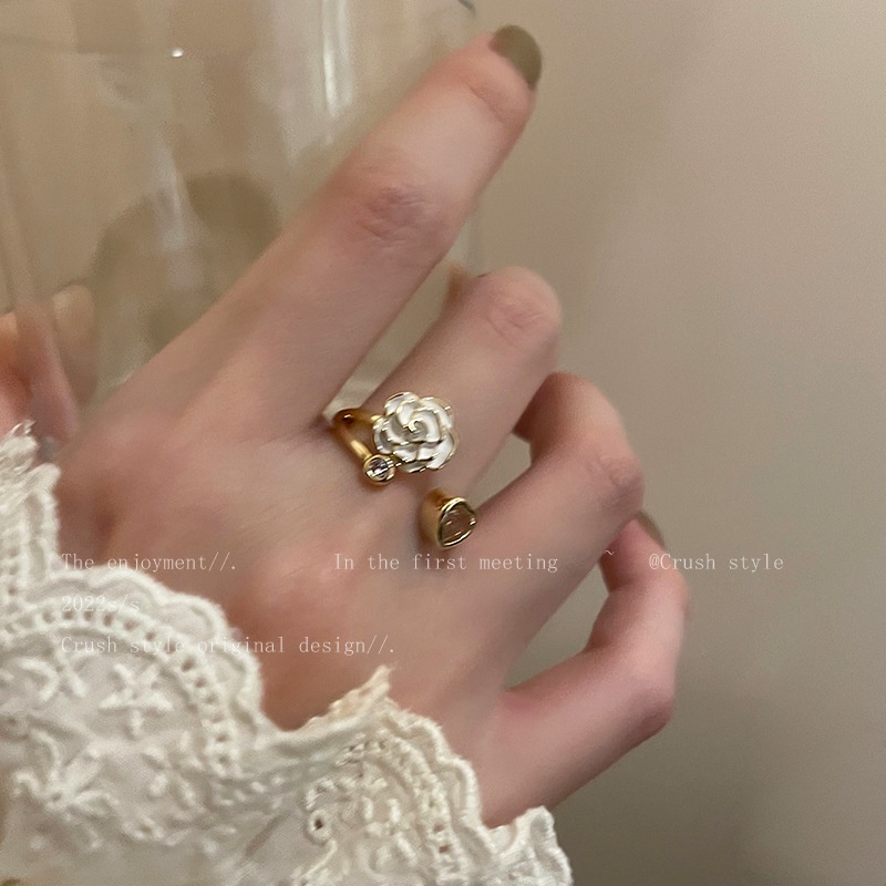 Cincin Model Terbuka Bahan Alloy Desain Bungahati Hias Zirconberlian Imitasi Untuk Wanita