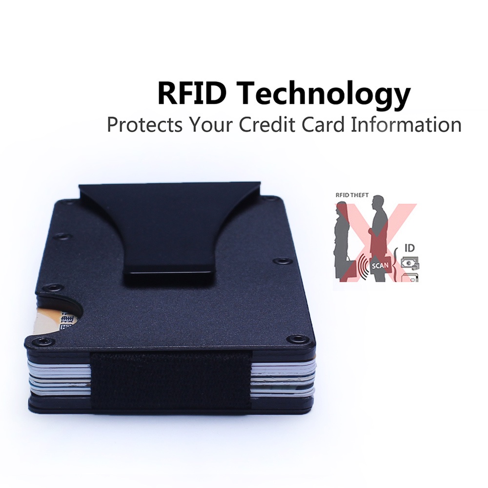 [Z207] Dompet Kartu Anti RFID dengan Klip Uang [Hitam] Fashion