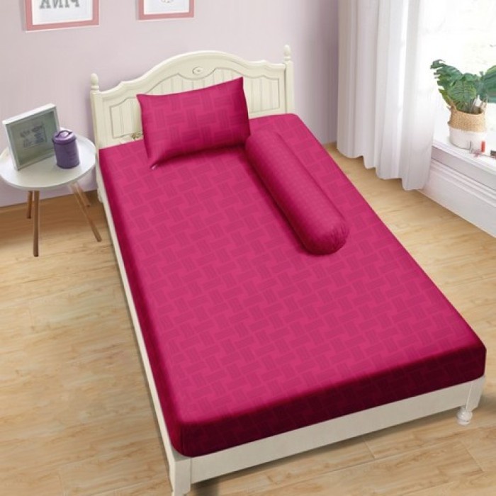 SEPREI Sprei Aloha Jacquard Ukuran Single 100x200 - Dark Pink waterproof kasur terbaik terlaris spri