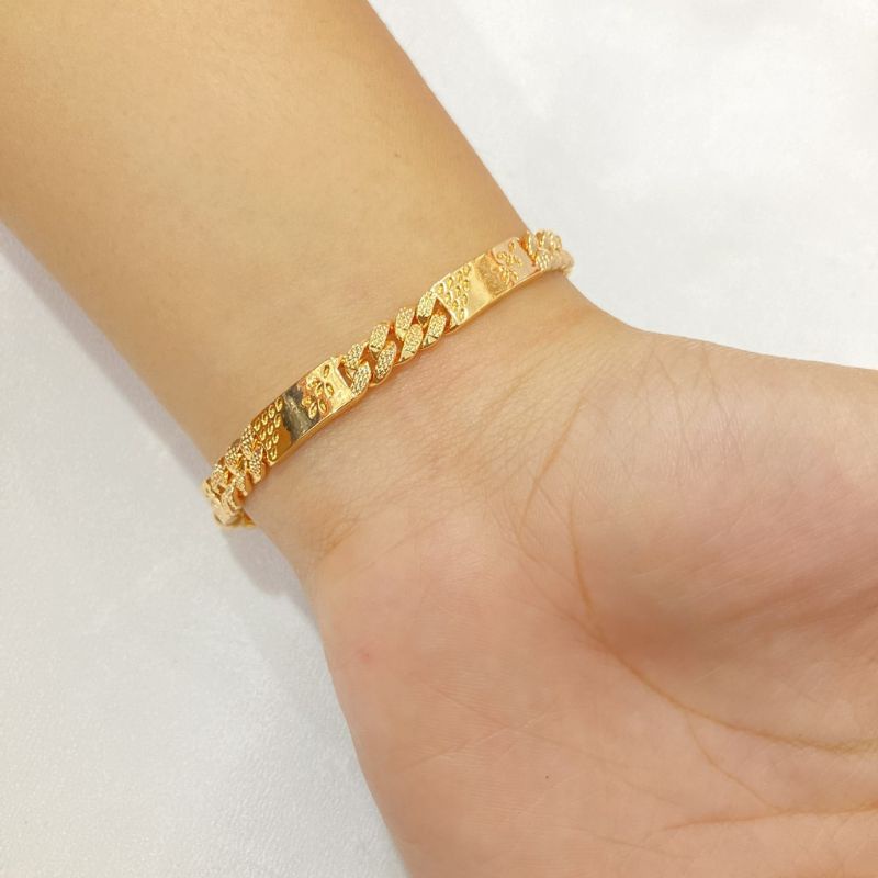 Gelang Tangan Wanita Model Plat Lapis Emas Aksesoris Perhiasan Imitasi Awet Dan Tahan Lama