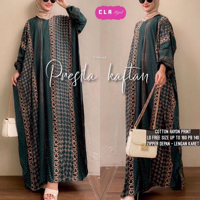 Presila Kaftan Wanita Rayon Premium Gamis Dress Jumbo Batik Longdress Gamis Bigsize LD 160 cm