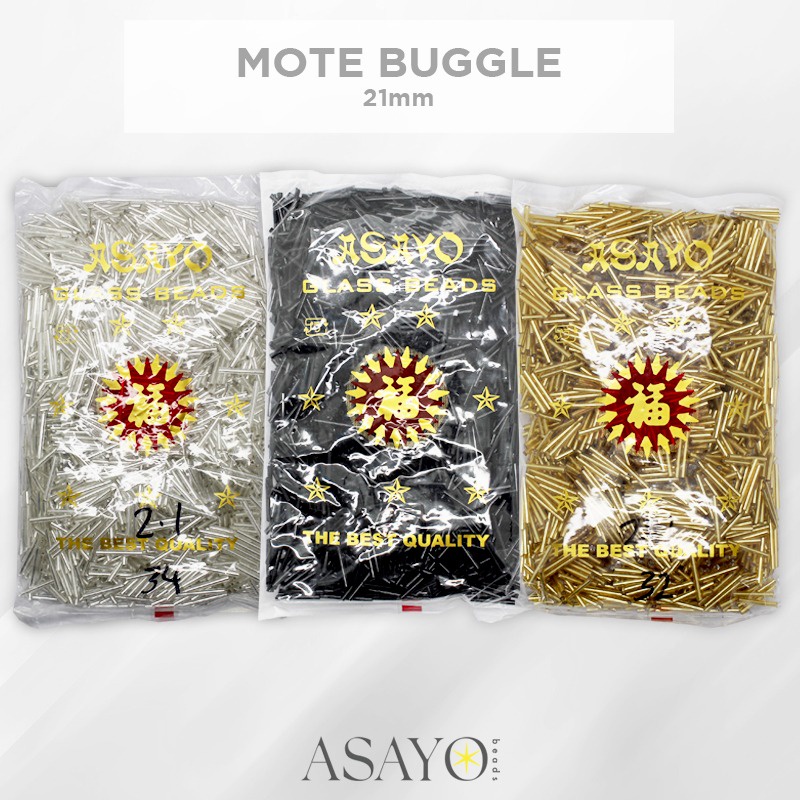 (GROSIR) Buggle 21mm - 2.1cm Silver Lined Mote Bambu Panjang Gold Mas isi 1pon