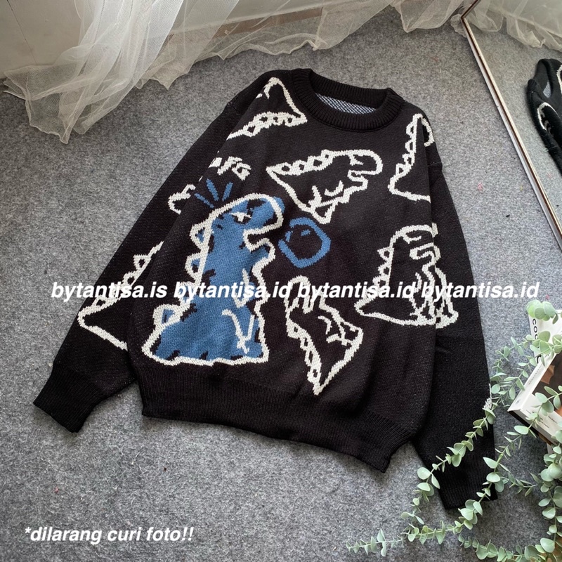 SWEATER RAJUT DINO OVERSIZE BAHAN PREMIUM