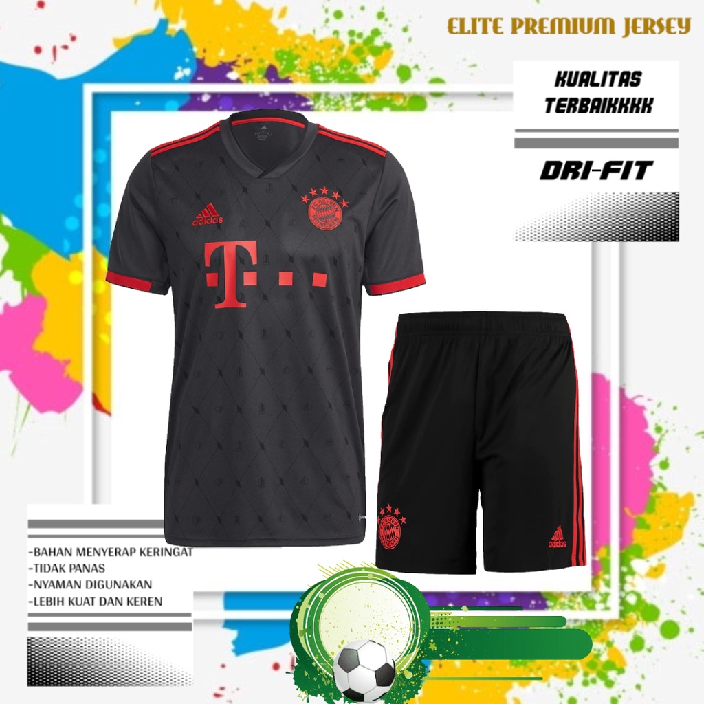 FULL SET JERSEY & CELANA BOLA BAYERN MUNCHEN 3RD 2022/2023 GRADE-ORI IMPORT KUALITAS TERBAIK