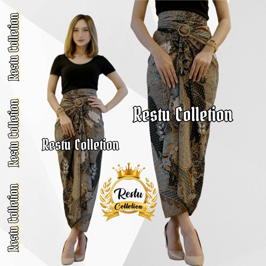 Rok Lilit Warp Skirt Serut Songket Jumputan Batik Panjang Wanita Bawahan Kebaya Kondangan Nikahan Wisuda Modern Tunangan Cewek Bahan Sutra HQ Premium All Size Motif Aurel Mocca Bestseller