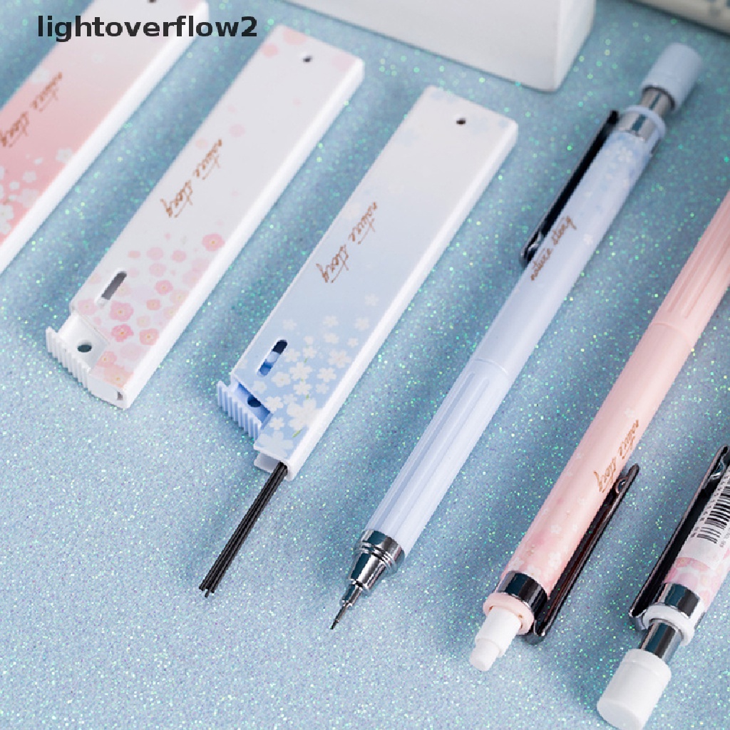 (lightoverflow2) 6pcs / set Pensil Mekanik 0.5mm Motif Bunga Sakura Dengan Isi Ulang