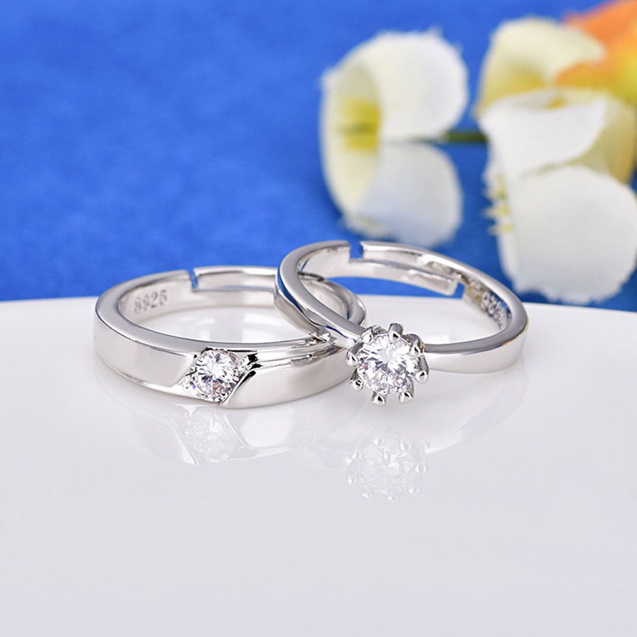 Cincin Kristal Zircon Berlian Bahan S925 Sterling Silver Gaya Korea Untuk Pria Dan Wanita