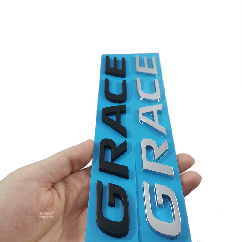 1pc Stiker Emblem Tulisan GRACE Bahan ABS Krom Warna Hitam Untuk Mobil HONDA GRACE