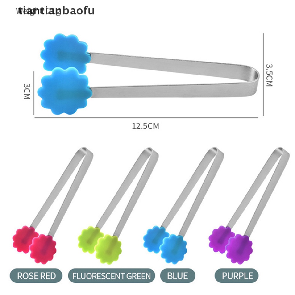 1 Pc Penjepit Makanan Bentuk Bunga Bahan Silikon Stainless Steel Non slip