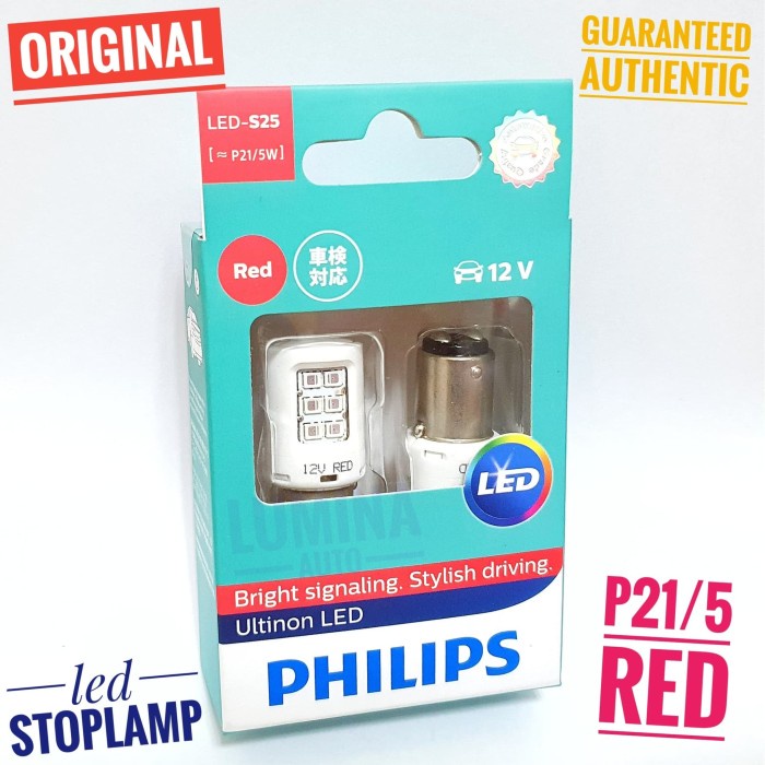 Philips Vision Led P21/5W ( S25 ) - Lampu Rem Mobil / Stoplamp