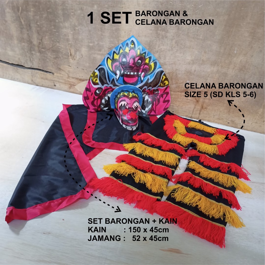 [Termurah !!] 1 set paket mainan anak barongan + celana tinggal pakai berbagai ukuran variasi