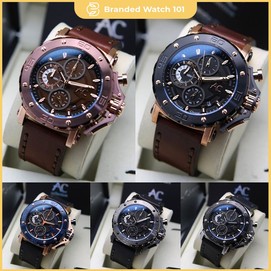 ORIGINAL Jam Tangan Pria Alexandre Christie Collection AC 9205 / AC9205 / 9205 Garansi Resmi 1 Tahun, Leather