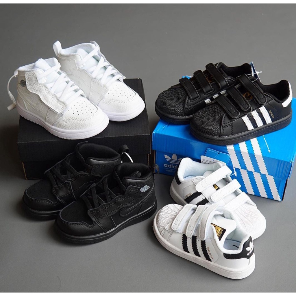 Sepatu sneaker anak anak unisex HITAM PUTIH KW SUPER import