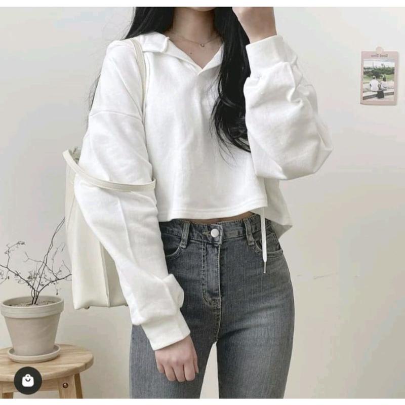 NTR CROOPE POLOS Baju Hoodie Sweatshirt Atasan Sweater Hudie Crewneck Premium Fashion Ootd Kekinian Outfit Switer Cute suwiter Korean Style Suiter Crewnek Switter Cewe Sweter Remaja Wanita Cewek Ala Korea Oversize Lucu Lengan Panjang Bahan Fleece Tebal