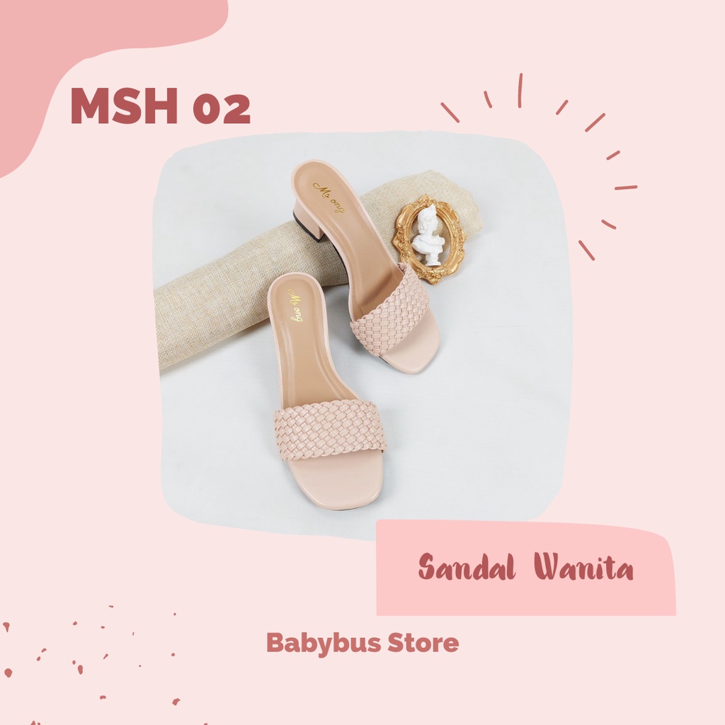 BBS MSH 02 Sandal High Heels Hak Tahu Kepang Wanita Impor Murah