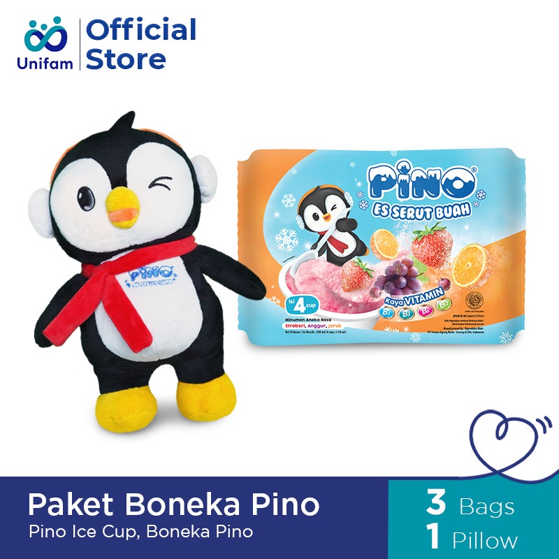 

Paket Boneka Pino - Pino Es Serut Buah 3 Bag (1 Bag isi 4 Cup @50ml) & Boneka Pino - Es Serut Rasa Anggur, Stroberi & Jeruk