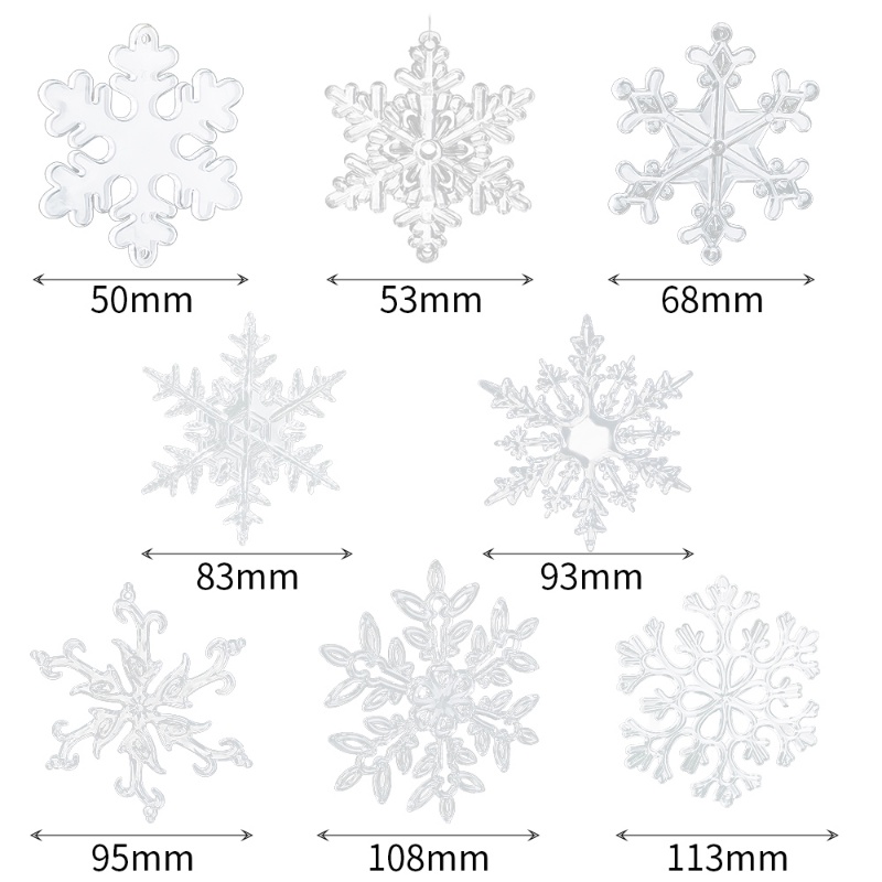 10pcs / lot Ornamen Gantung Desain Snowflakes Palsu Kristal Transparan Untuk Dekorasi Pohon Natal