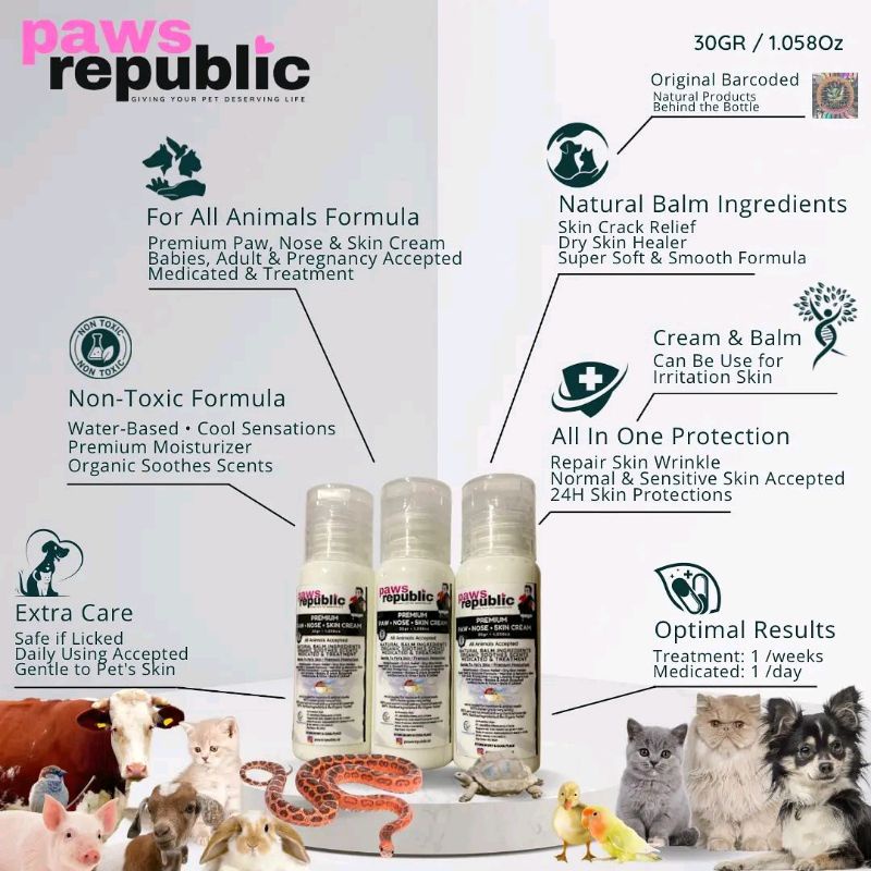 Jual Paws Republic Premium Paw Nose Skin Pet Balm Cream Pelembab