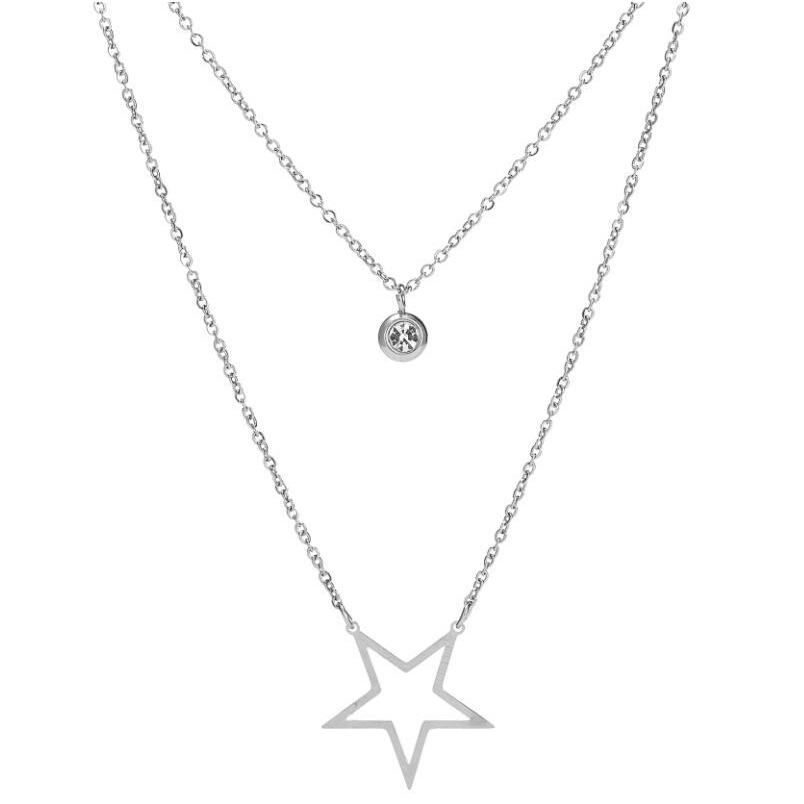 Kalung Rantai Liontin Geometris Segitiga Bulat Bintang Hati Aksen Berlian Gaya Jepang Korea Untuk Wanita