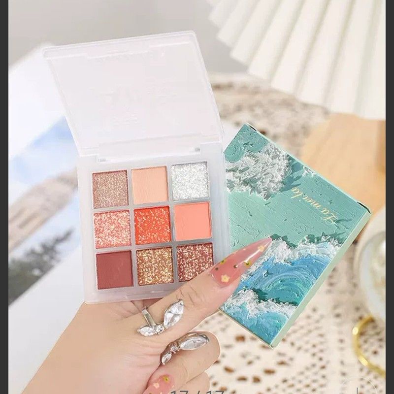 Lameila Eyeshadow Palette 9 Warna Pigmen Gliter