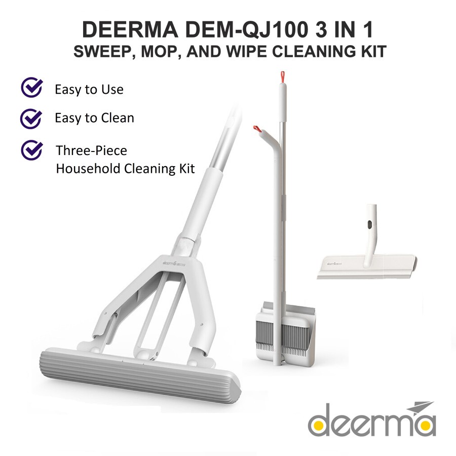 Deerma QJ100 3in1 Sweep and Mop Cleaning Kit - Garansi Resmi - Putih