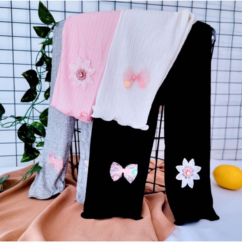 LS leging flowering daisy ribbon celana import pakaian anak perempuan