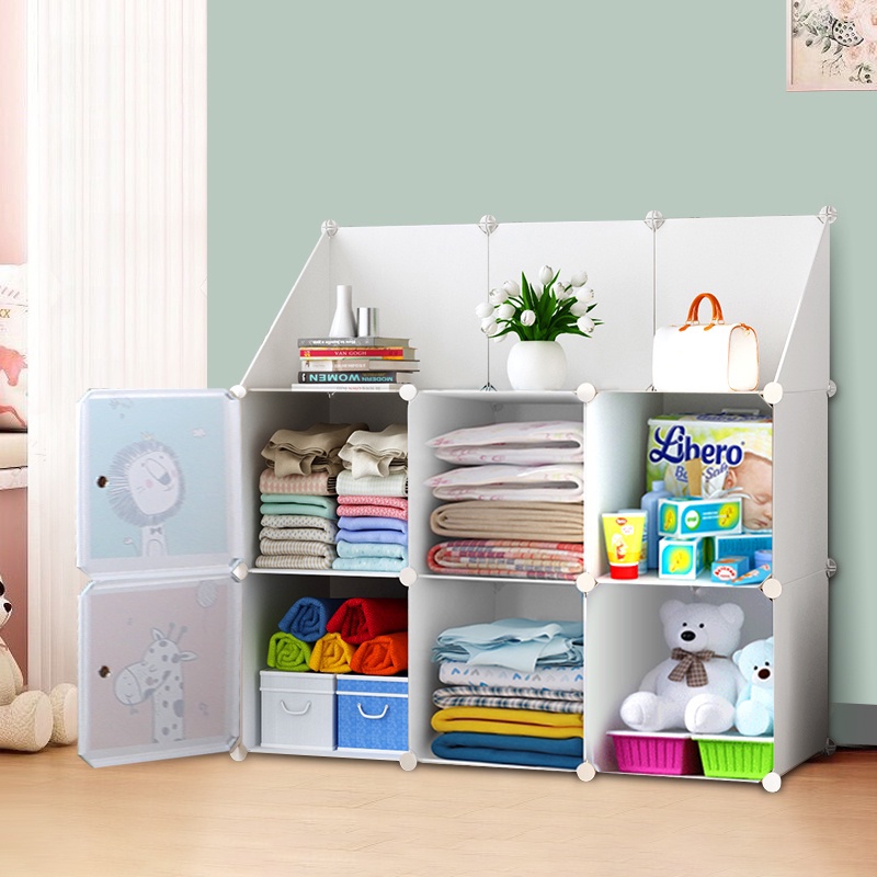 Lemari Pakaian Plastik Portable Serbaguna Dengan lemari pakaian anak  4/6 Muka