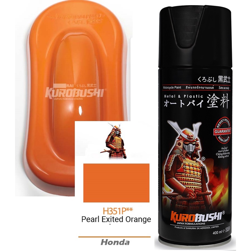 Honda Colours Samurai Paint Kurobushi Cat Semprot Pilox Pilok H351P** PEARL EXITED ORANGE (400ml)