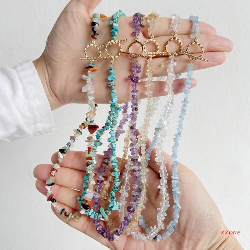 Kalung Choker Hias Liontin Batu Alam Semi precious Gaya Bohemian Untuk Wanita