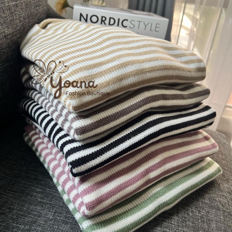 YOANA - [ Ready Stock ] EMILY Sweater Crop / Sweater Crop Rajut Wanita