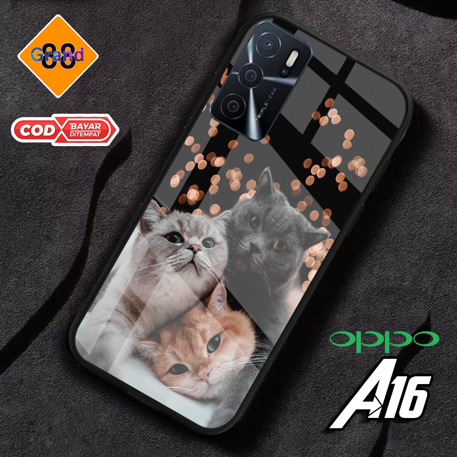GRAND88 - CASE GLOSSY KUCING CASING OPPO A58 4g A78 4g A17k A17 A18 A55 A57 2022 A77s A76 A96 A16 A5