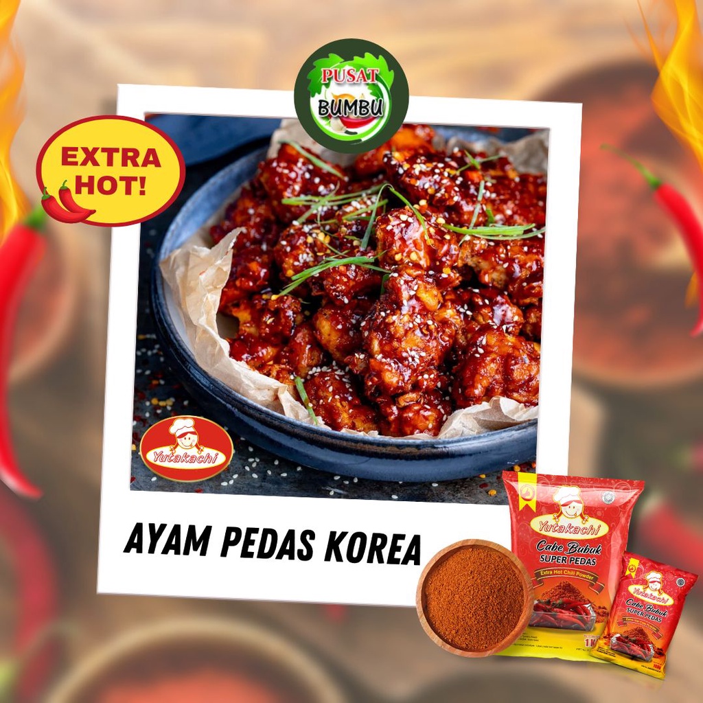 Bubuk Cabe Super Pedas 500 Gram Yutakachi / Chili Powder Extra Hot  / Gochugaru / Cabe bubuk asli halus / Cabe Giling /  Bumbu Tabur/ Cabai bubuk / Bumbu Keripik Makaroni Basreng Seblak /Pusat Bumbu