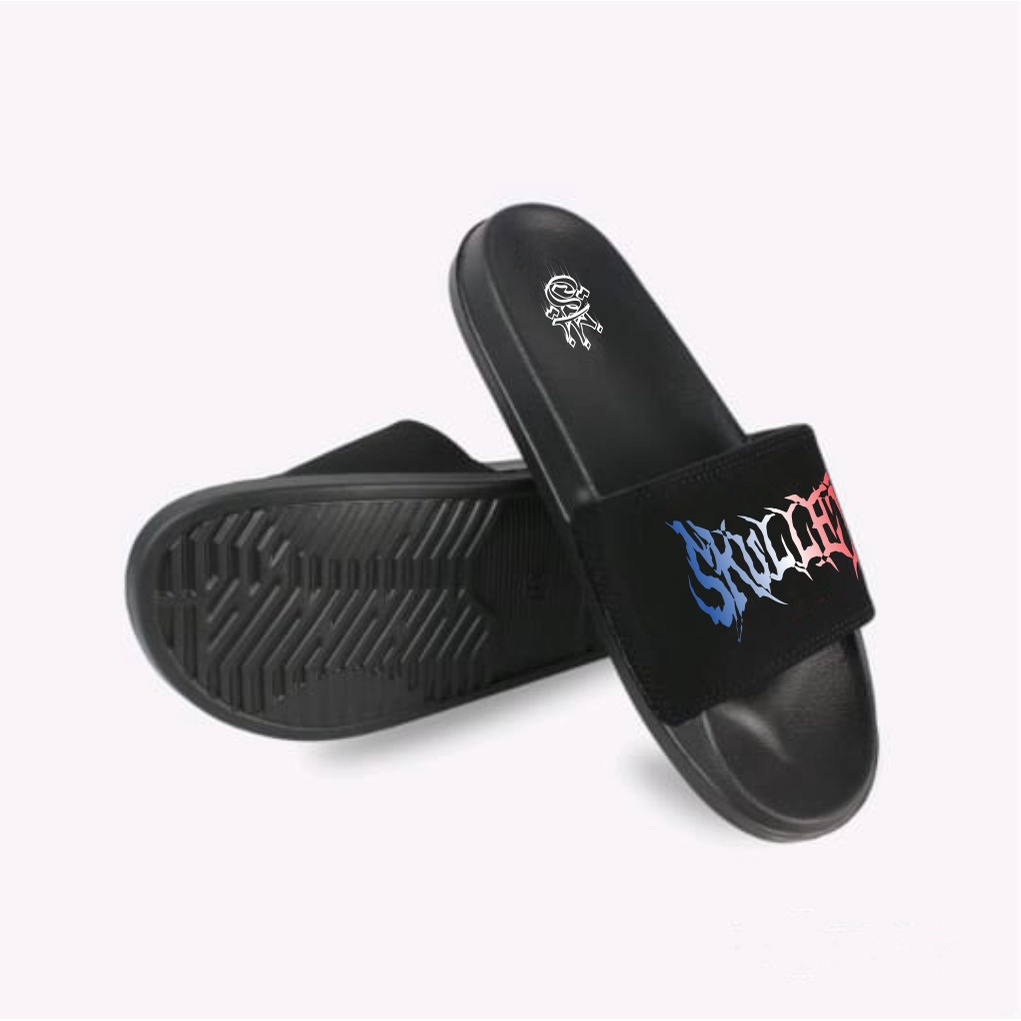 SKULLEND Black Sandal Slop Slip Slide On Karet Pria Wanita Eva Phylon