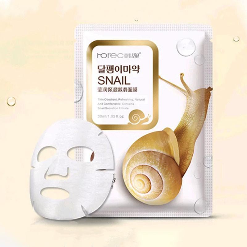 ROREC Snail Moisturizing Facial Mask Rumah Cantik 354 Sheet Mask Yang Dapat Mencerahkan Melembutkan Dan Menghaluskan Kulit Wajah