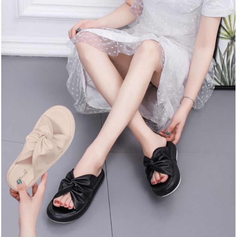 sandal wedges wanita bapau bunga silang