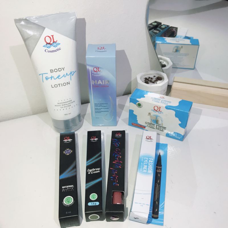✨Bundle QL Cosmetics - QL Mascara - QL Eyeliner - QL Eyebrow Cream✨