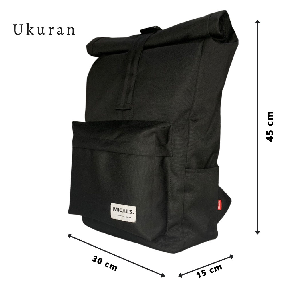 Micals - Backpack Black Grania  Tas ransel Unisex Tas laptop tas gendong pria dan wanita