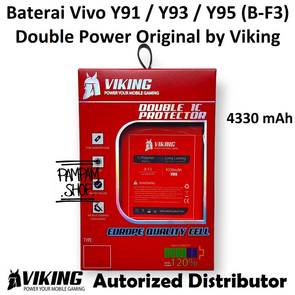 Baterai VIKING Double Power Original Vivo Y91 Y93 Y95 B-F3 BF3 Ori Batre Batrai Battery Dual Power