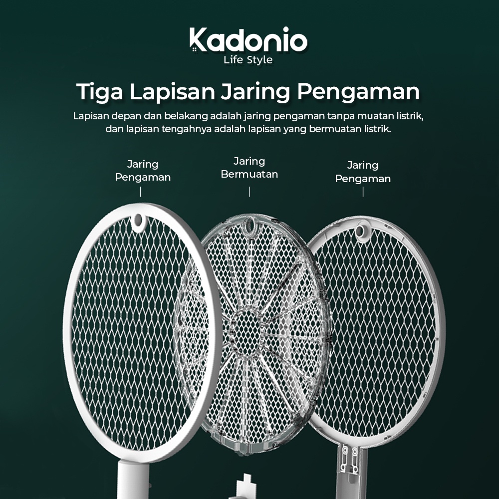 KADONIO Raket Nyamuk Listrik 2in1 Pembunuh Nyamuk Elektrik Mosquito Killer Lampu UV Usb Alat Nyamuk