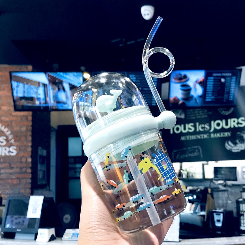 AMORA BPA FREE Botol Minum Bayi Gelas Anak Balita DOT Baby 280ML + Kotak-LUMBA2 ABU + KOTAK