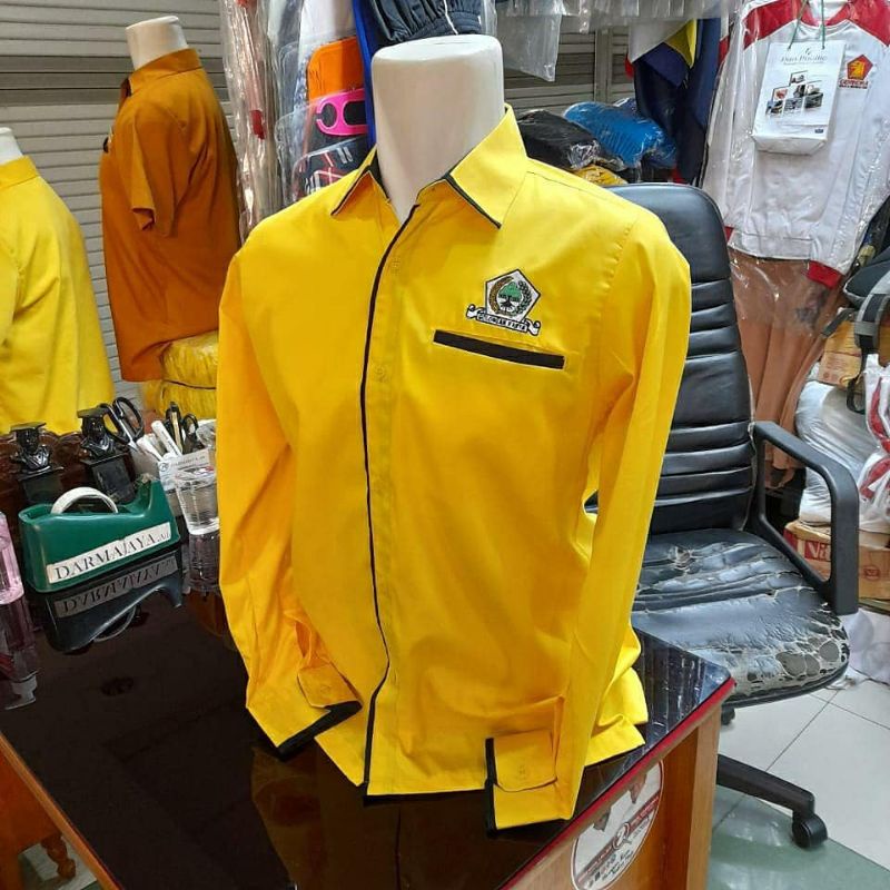 baju kemeja partai golkar tangan panjang model terbaru seragam golkar unisex