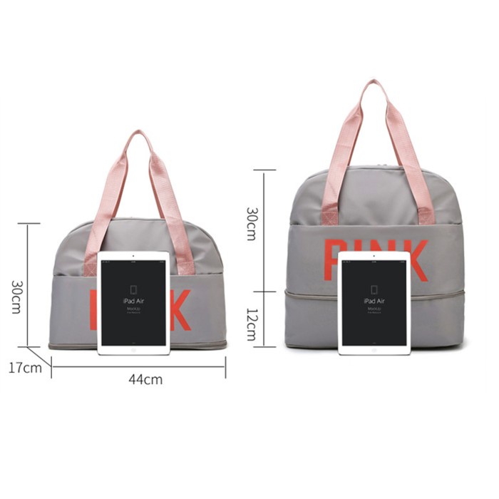 Tas travel waterproof PINK/Tas olahraga gym bag organizer tahan air PINK