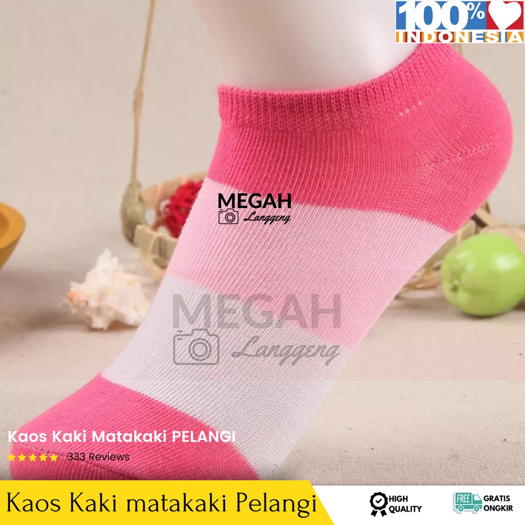Kaos Kaki Pendek Matakaki Warna Pelangi / Ankle Socks Wanita Dewasa Unisex - Kaos Kaki Polos - Kaos Kaki Semata Kaki Pria -Kaos Kaki Pendek Wanita Polos - Grosir Kaos Kaki Pendek Semata Kaki Pria / Wanita Premium