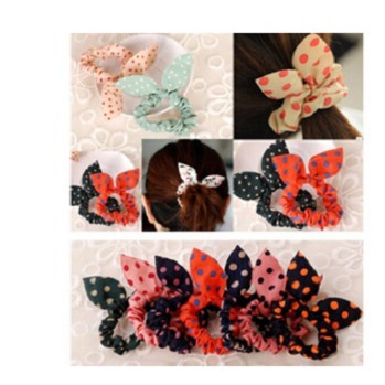 Ikat Rambut Ponytail Model Bunny Bahan Kain Karet Elastis Gaya Korea