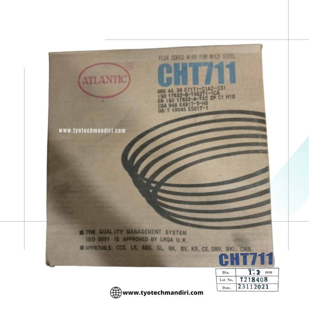 KAWAT LAS ATLANTIC CHT711 Dia. 1.2mm AWS A5.36 G71T1-C1A0-CS1