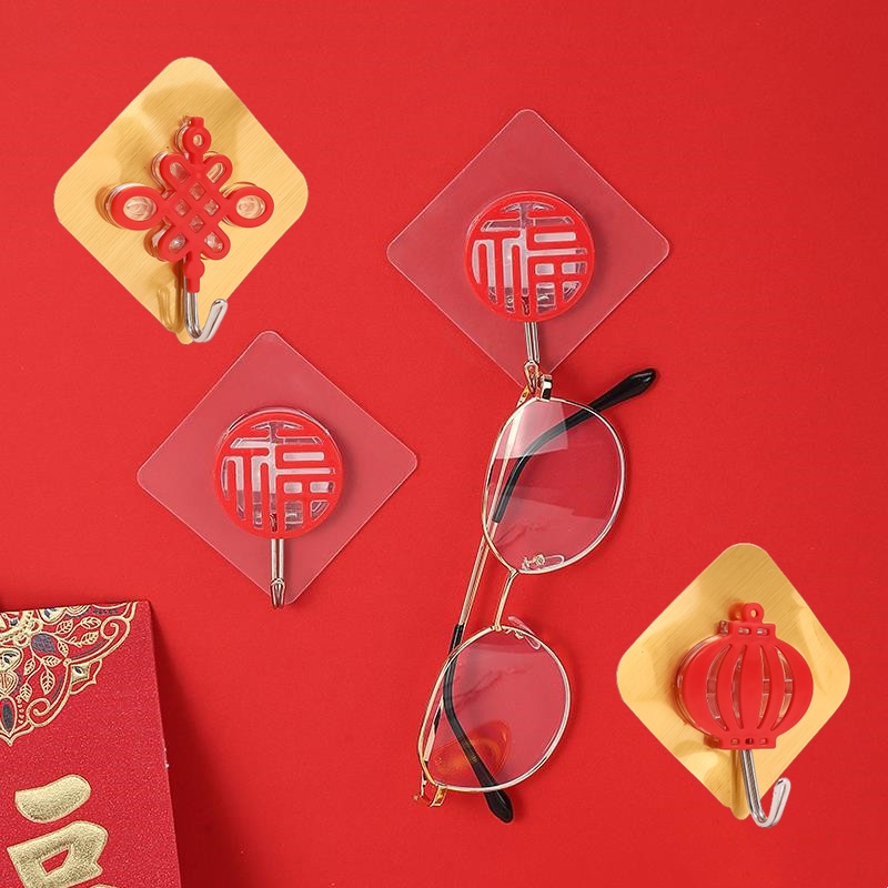 Rak Kait Dinding Penyimpanan Kunci Multifungsi Gaya China Untuk Dekorasi Kamar Mandi