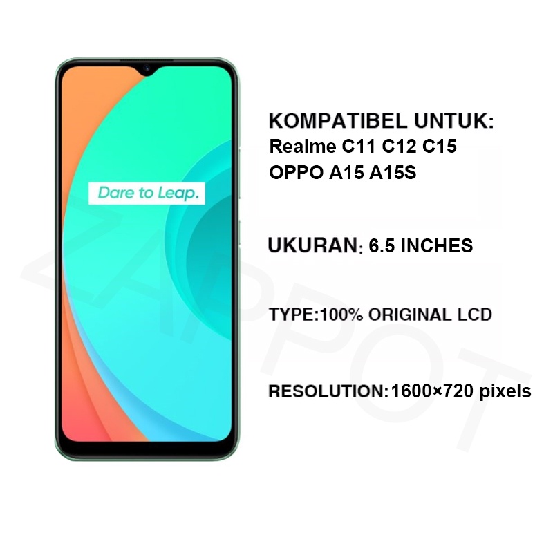 LCD Realme C11 C12 C15 2020 / OPPO A15 A15S Fullset Touchscreen ORI Touch Screen Bagian Digitizer Layar Sentuh Versi Tinggi