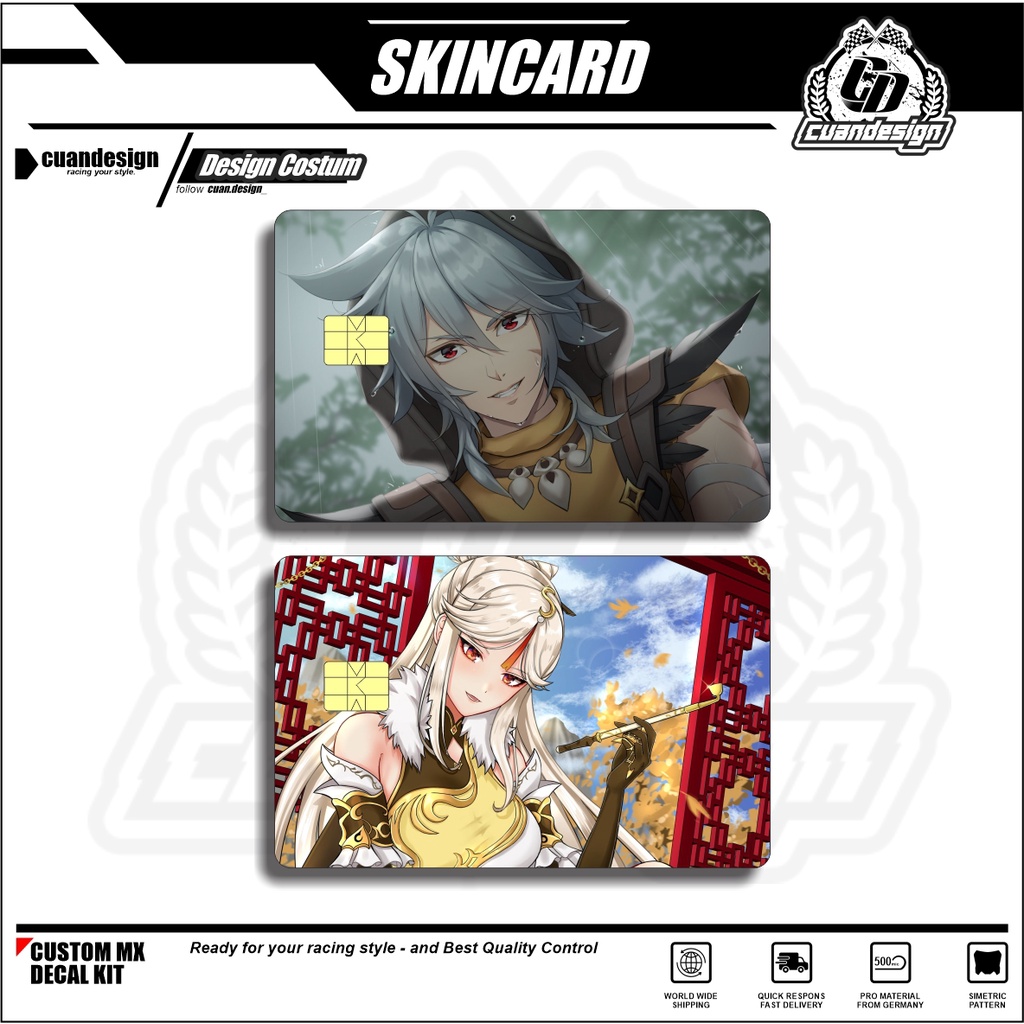 GENSHIN IMPACT STIKER PELINDUNG KARTU SKIN CARD ATM SIM KTP E-MONEY STICKER LEM KUAT ANTI GORES ( SK
