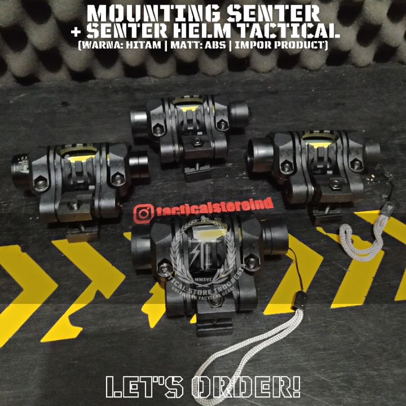 Paket Mounting Senter + Senter Helm Tactical